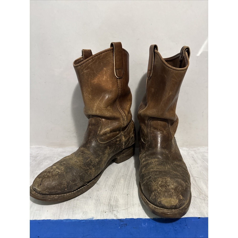 Red Wing Pecos 1190 Men 9D Brown Leather Western Work Boots Pull On Made in USA